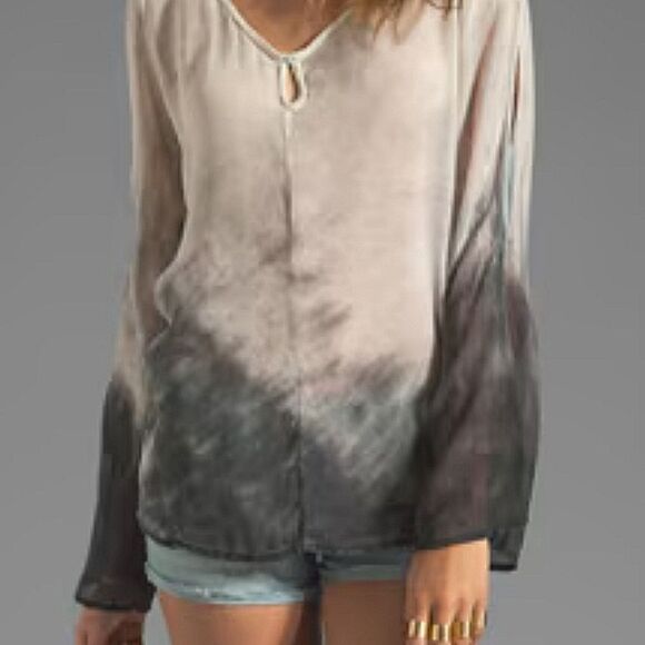 Revolve Silk Miyoshi Split Neck Gypsy Longsleeve Top Ink Gypsy 05 Small - Picture 2 of 15